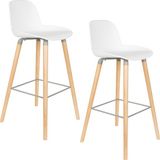 Zuiver Albert Kuip Tabouret de bar dossier 75 cm Blanc - Set de 2