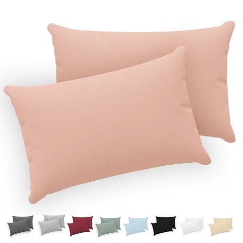 Twinzen® Kussensloop 40x60 (Set van 2) - 100% Katoen Jersey 150 GSM - Roze