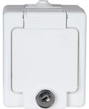 Kopp 105602008 Opbouw-vochtige ruimte geaard stopcontact 1-voudig met klapdeksel en veiligheidsslot, IP 44, standaard