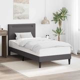 vidaXL Bedframe met LED-stripverlichting Grijs 90 x 200 cm Kunstleer