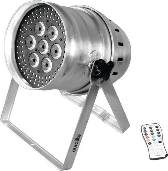 EUROLITE LED PAR 64 HCL 7x12W RGBAW+UV Hypno vloer zilver - LED Par