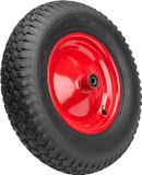 GARRONDA - Vervangwiel Kruiwagen 4.80/4.00-8 Kruiwagenwiel Ø 390 mm Luchtband 2PR Band tot 100 kg met As Stalen Velg Kogellager voor Tuinwagen Erf Bouwplaats GD-0163, Zwart-Rood