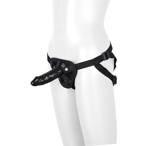 Blaze Harness With Dildo - Zwart - Polyester