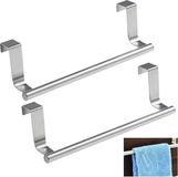 Sans marque Set de 2 porte-serviettes – Inox – Montage sans perçage – Convient pour cuisine et salle de bain – Pour tiroirs et portes d'armoire – 23,5 x 6 cm