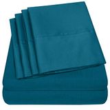 Queen Sweet Home Collection Queen lakens groenblauw - 6-delig 1500 Supreme Collection Fijn geborsteld microvezel diepe zak Queen lakenset Beddengoed - 2 extra kussenslopen, extra voordelig, Queen, groenblauw