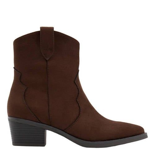Graceland Western Suede Look Cowboy Boots Brown