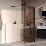 Brauer Oblivion - Inloopdouche - Brons Glas - 90 x 200 cm - incl. Glascoating - Mat Zwart