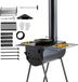 VEVOR Houtkachel, 229,7cm, Gelegeerd Staal Campingtentkachel, Draagbare Houtkachel met Schoorsteenpijp en Handschoenen, 49161cm³ Firebox Hot Tent-Fornuis voor Koken en Verwarming buiten met 8 Pijp