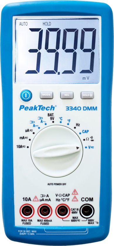 Peaktech 3340: Digitale multimeter ~ 4.000 tellingen ~ 600V AC / DC ~ 10A AC / DC - Auto-bereik
