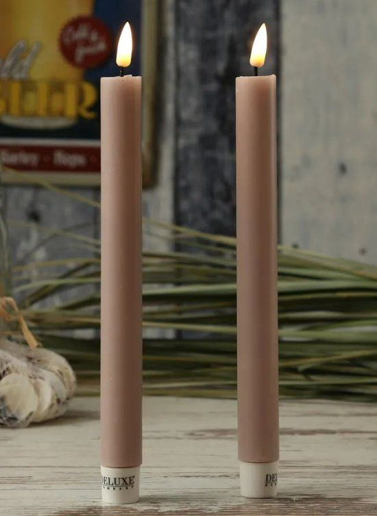 Deluxe Homeart LED Dinerkaars - 2 stuks - Zacht Roze - 2.2 x 24 cm
