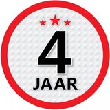 Bellatio Decorations 4 jaar leeftijd sticker - rond - Dia 15 cm