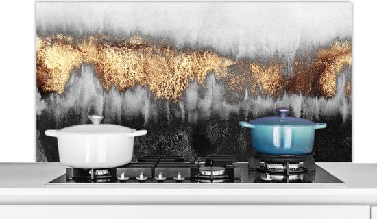 KitchenYeah Keuken Spatscherm - Chic Abstract Goud - 120x60 cm - Aluminium