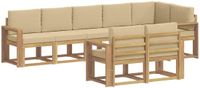 vidaXL - Bank loungeset - 8 zitplekken - Wit en Beige - Polyester