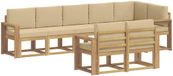 vidaXL - Canapé d'angle - 8 places - Blanc et Beige - Polyester