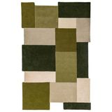 Flair Rugs laagpolig rechthoekige wollen vloerkleed 180x120 cm - groen