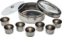 KitchenCraft World Of Flavours Masala Dabba Kruidenbox - 17 x 7 cm Roestvrij Staal - Zilver