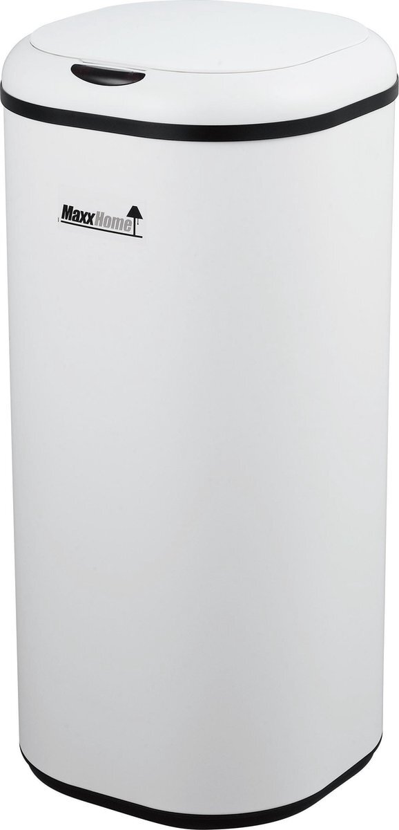 MaxxHome Prullenbak met Sensor - 30L - Soft Close Deksel - RVS - Design Afvalemmer - Hygiënisch - Vingerafdruk bestendig - Vuilnisbak met Elektrische Deksel - Sensor prullenbak - 30 liter Vuilbak - 29 x 29 x 61,5