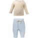 LUPILU® Ensemble en mousseline pour bébé, 2 pièces (beige/bleu, 2-6 mois)