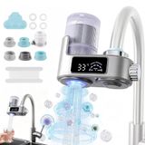 Filtre à eau pour le robinet - Purificateur d'eau UV - Affichage LED - Filtre à charbon actif - 6 adaptateurs universels - Convient pour la cuisine et la salle de bain