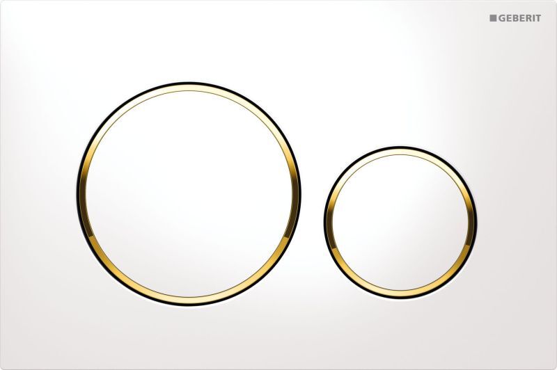 Geberit Sigma20 bedieningsplaat kleuren:plaat ring knop wit goud wit 115882kk1