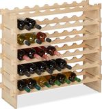 Merkloos Relaxdays Wijnrek - voor 48 flessen - 73 x 82 x 25 cm - Stapelbaar - Hout - Natuur