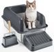 VEVOR Kattentoilet Open Kattentoiletpot Toilet 60l Donkergrijs RVS 30 l