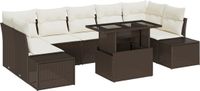 vidaXL Banc de jardin 8 pièces Marron et Crème