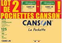 CANSON Graan C – set met 2 hoezen, 12 vellen wit tekenpapier, 24 x 32, 125 g/m²
