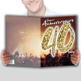 MX-5040 MAXI Grote reuzenverjaardagskaart XXL 40 jaar gemengd H/F + envelop, formaat 32 x 23 cm, gouden cijfers, feest, handdansen in de lucht, muziek, sfeer, concert, gemaakt in Frankrijk
