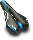 Voltano Sport Fietszadel – Gel Trekking Zadel – Met Uitsparing – Unisex - Zwart / Blauw - Inclusief Zadelstrop