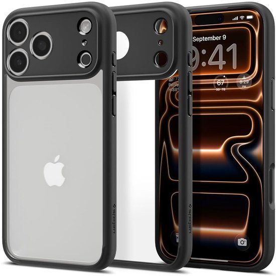 Spigen Ultra Hybrid Hoesje Geschikt voor Apple iPhone 17 Pro - Back Cover met Air Cushion - Matte Zwart