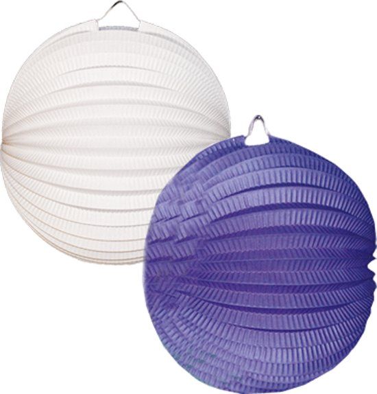 Lampionnen wit en blauw 4 stuks
