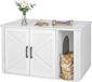 Relaxdays Kattenbak met ingang en verborgen kattenbakmat, 50 x 85 x 49 cm (h x b x d), wit