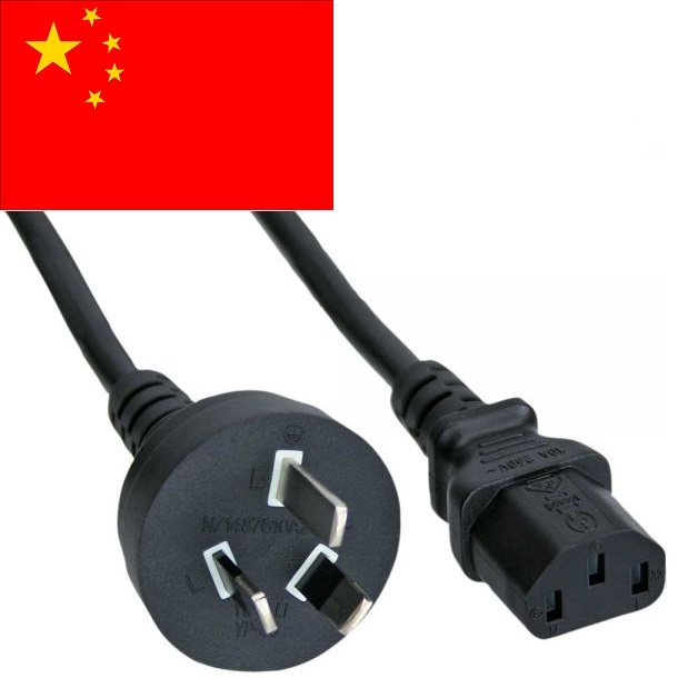 Inline China Stroomkabel met C13 plug - zwart - 1 8 meter