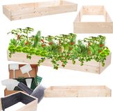 MODO24 Jardinière en bois, bac à plantes, bois massif, pin, jardinière à herbes, bac à fleurs, jardin, terrasse, 18x203x60 cm, naturel, ZP06