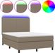 vidaXL Boxspring met matras en LED, stof, taupe, 140x200 cm