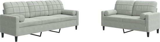 vidaXL 2-delige Loungeset met kussens en bolsters fluweel lichtgrijs