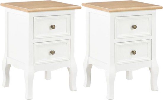 vidaXL Nachtkastje 2 stuks 35x30x49 cm MDF Wit