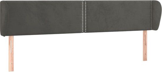 vidaXL Hoofdbord met randen 203x23x78/88 cm fluweel donkergrijs