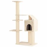vidaXL Arbre à chat avec poteaux à gratter en sisal Crème 183 cm