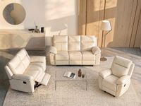 Vente-unique 3+2 zits relaxbank en -fauteuil van buffelleer PAKITA - Ivoor