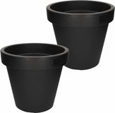 Merkloos / Sans marque Prosperplast Bloempot/plantenpot voor binnen en buiten - 2x - D35 x H31 cm - antraciet grijs - kunststof
