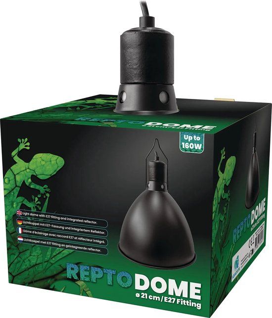 Repto Dome E27 Zwart - Terrarium Warmtelamp Kap