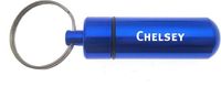 Merkloos / Sans marque KadoExpress Sleutelhanger - Pillenkoker - Met Naam - Chelsey - Medicatie - Identiteitskoker - Blauw
