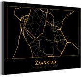 Merkloos / Sans marque CanvasCompany.nl B.V. Aluminium schilderij 120x80 cm - Wanddecoratie metaal - Kaart - Zaanstad - Luxe - Goud - Zwart