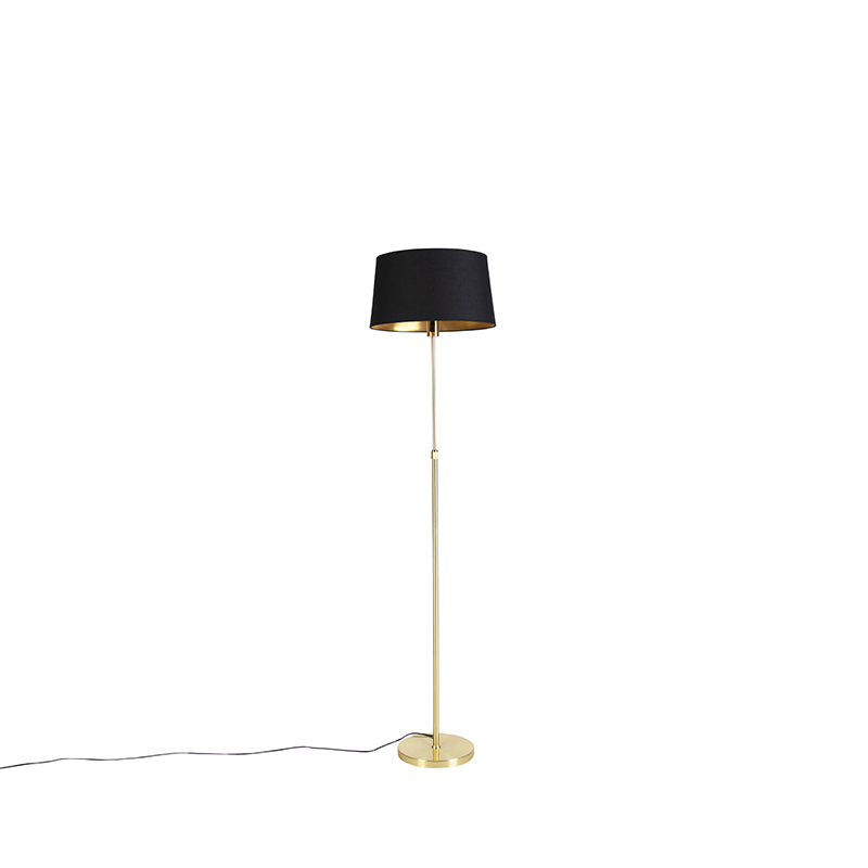 QAZQA Gouden vloerlamp met katoenen kap zwart met goud 40 cm - Parte