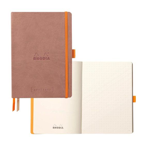 Rhodia Goalbook – A5 – 240 Bladen – Dotted – Ivoorkleurig Papier 90 g/m² – Elastieksluiting - Rozenhout