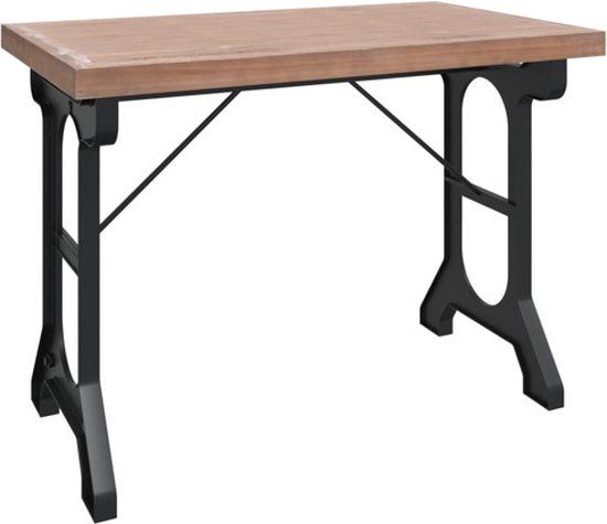 vidaXL Eettafel 110x65x82 cm massief vurenhout en ijzer