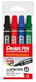 Pentel Pen N50 permanente marker conische punt zak 4 verschillende kleuren (zwart, rood, blauw, groen)