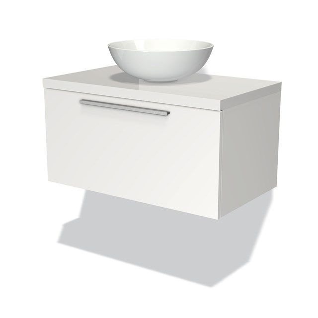 Maxaro Badkamermeubel Modulo Plato 80cm Mat Wit 1 Lade Hoogglans Wit Blad